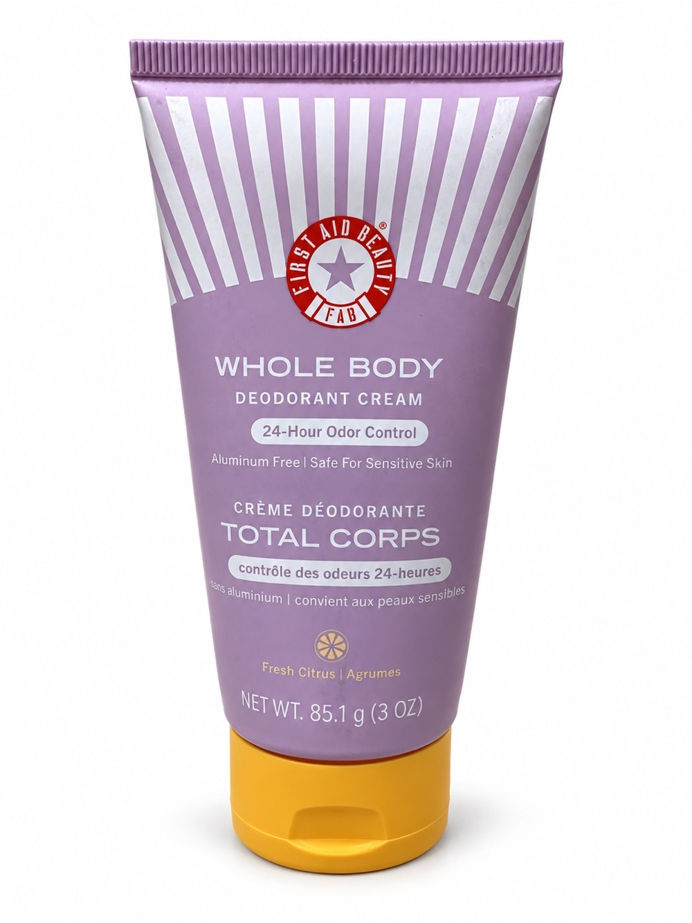 First Aid Beauty Whole Body Deodorant Cream in Fresh Citrus, full-size 3 oz/85.1